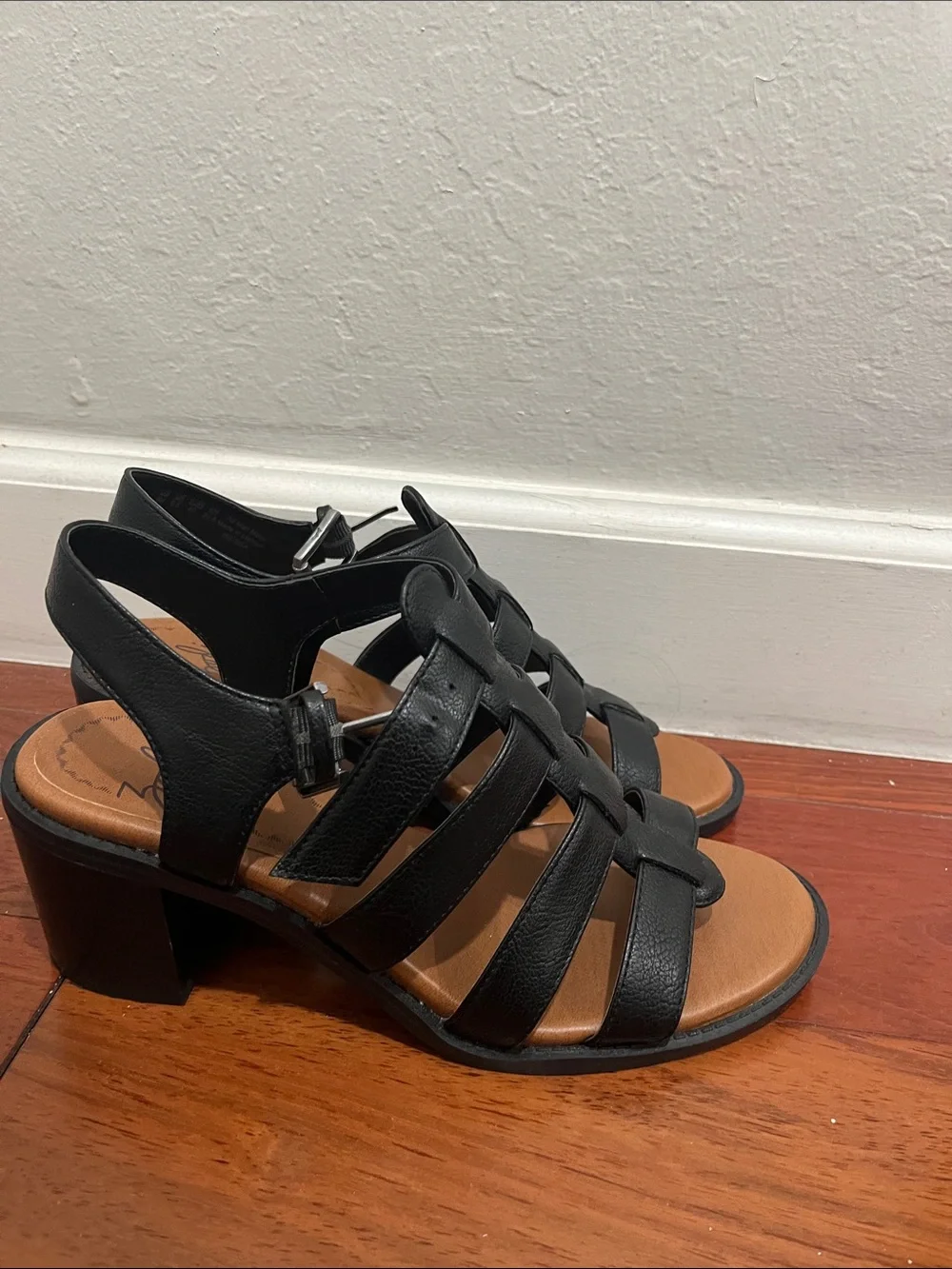Zodiac Black Leather Multi-Strap Slingback Sandals